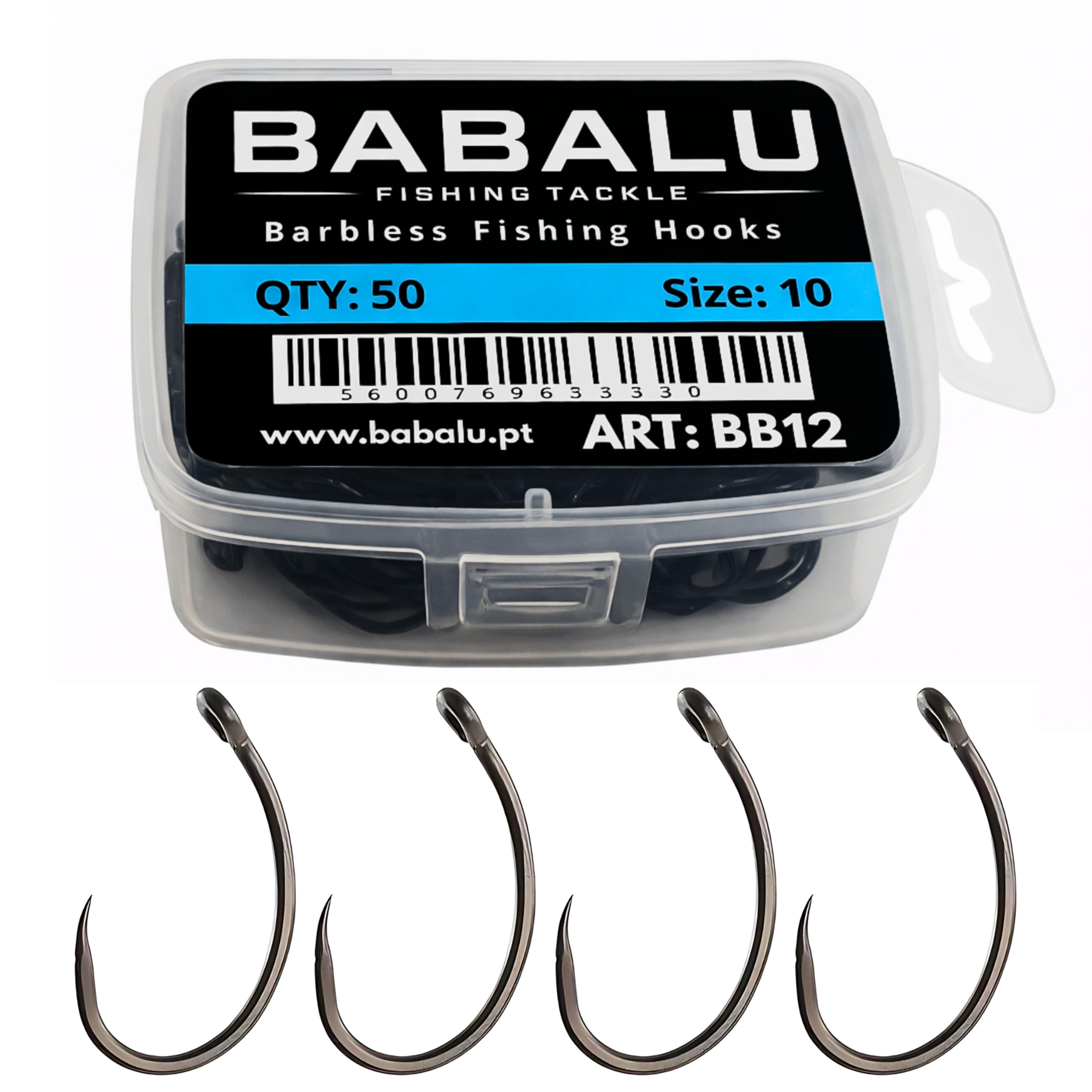 Anzuelos de Pesca BB12 50 Unidades Sin Rebarba de Acero de Alto Carbono