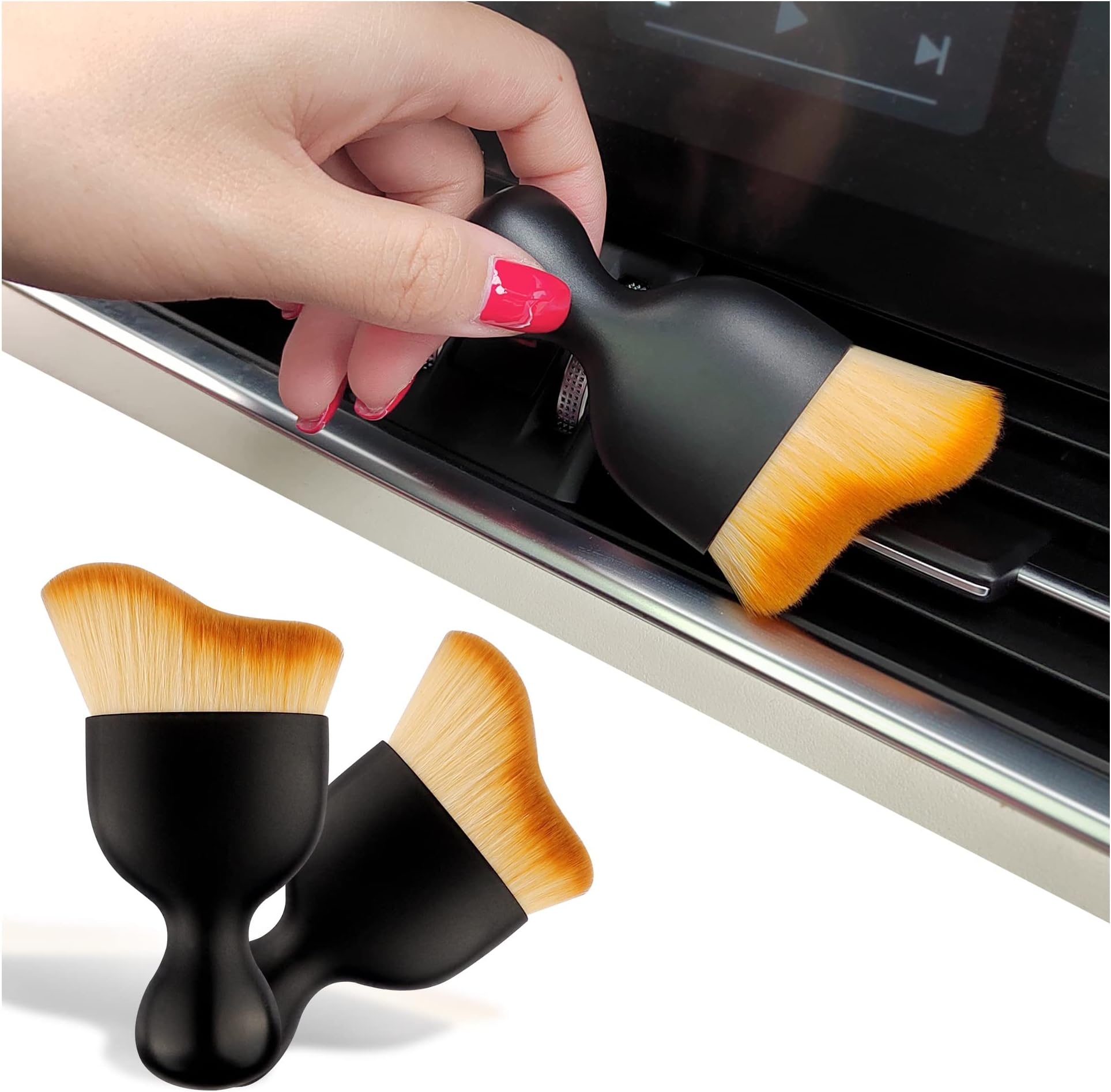 CXCCOICar Cleaning Brush,Dense Bristles Scratch Free Interior Dust Brush,Portable Clean Tool for Automotive Dashboard,Air Conditioner Vents,Cracks,Keyboards (2pcs)