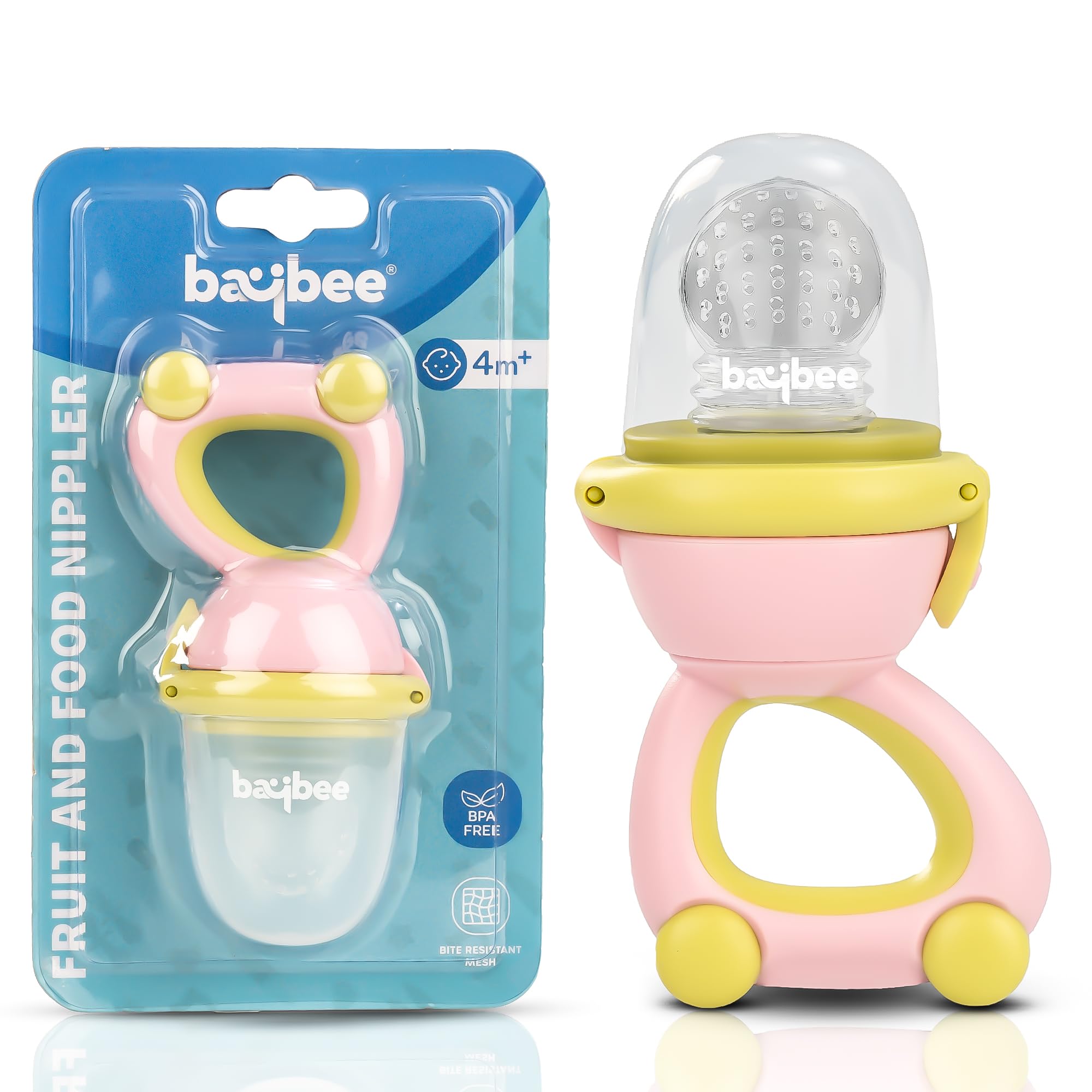 Baybee Silicone Fruit Nibbler & Baby Food Feeder | Baby Teether & Pacifier for 3+ Months Toddlers | Babies Fruit & Food Veggie Teether for Infants | Hygenic & BPA Free Extra Soft Organic- Pacifier