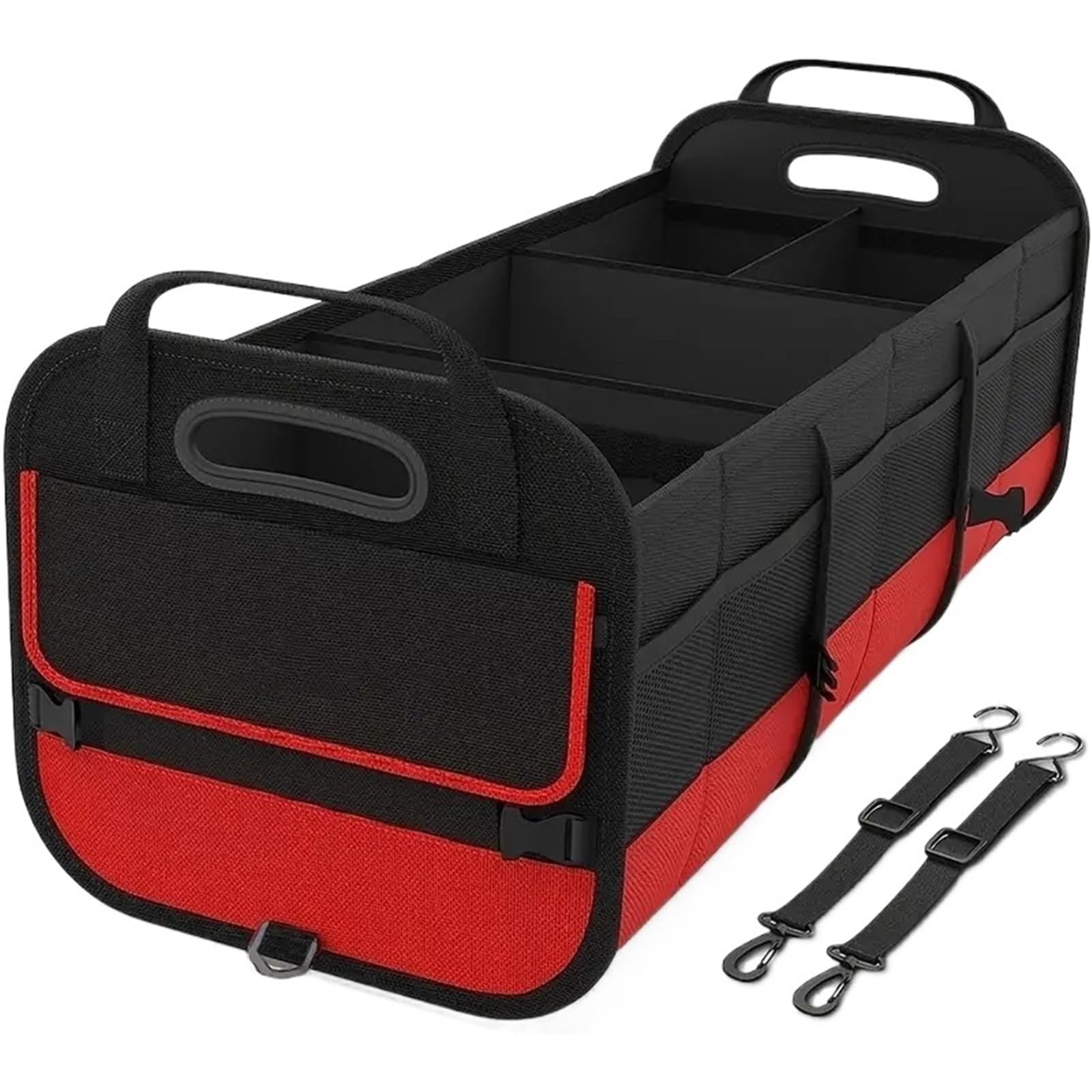DVMSIEF Trunk Organizer Universal Large Trunk Organizer For Car, Collapsible Multi Compartment Storage Bag With 2 Retractable Straps