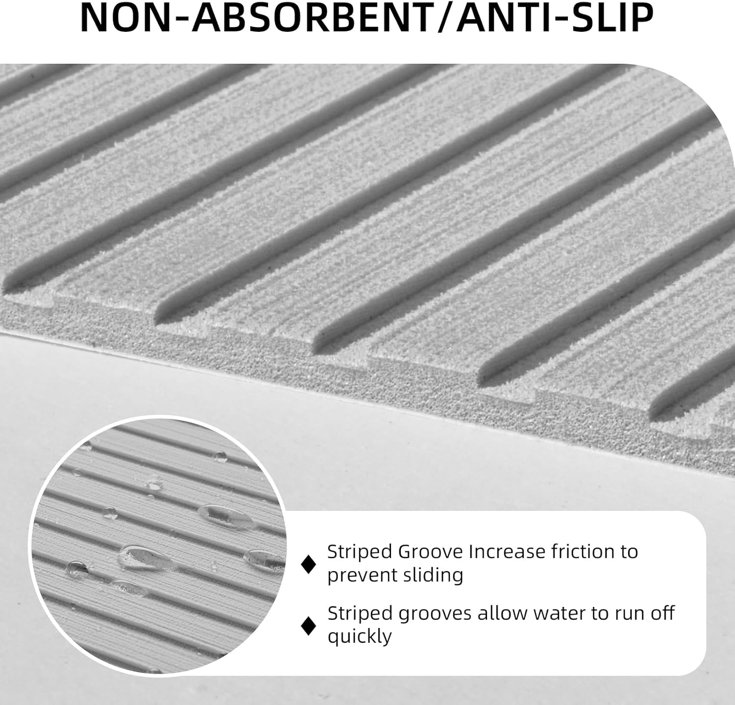 Hjdeck EVA Foam Boat Decking Self-Adhesive Non-Slip Waterproof Boat Flooring Sheet Trim-to-Fit for Fishing Boats Yachts Kayaks Surfboards Durable Deck Protection Pad