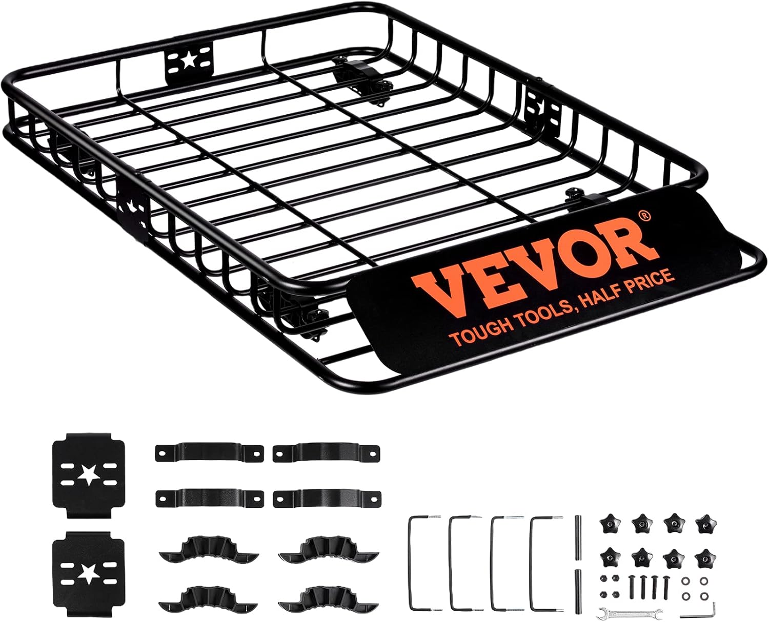 VEVOR Roof Rack Cargo Basket, 117.5 x 91.5 x 11.4 cm Rooftop Cargo