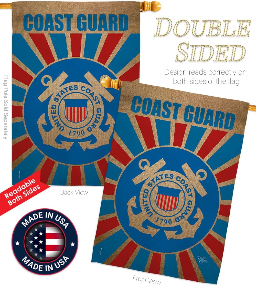 Coast Guard House Flag - Armed Forces USCG Semper Paratus United State American Military Veteran Retire Official - Decoration Banner Small Garden Yard Gift Double-Sided Made In USA 28 X 40