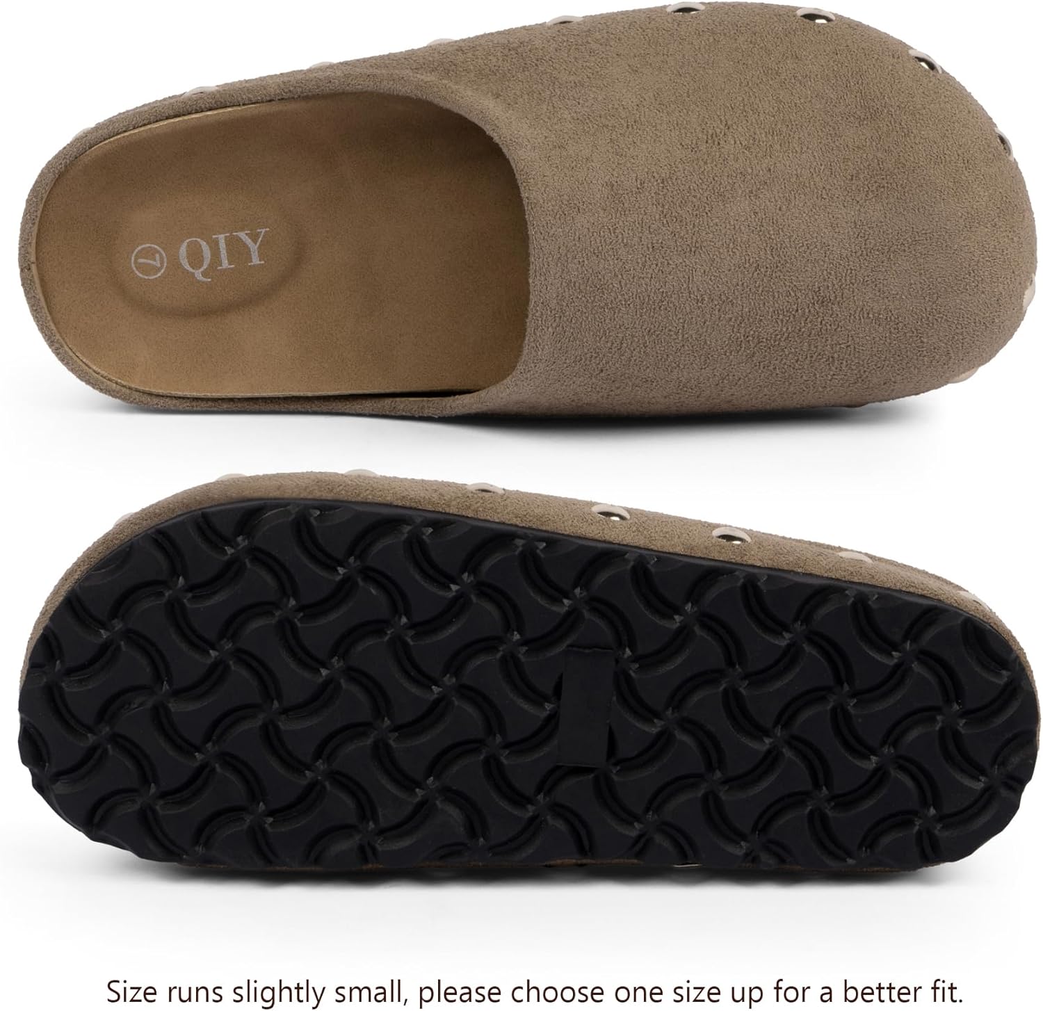 Clogs for Women Slip on Faux Suede Studded Mules Comfortable Footbed Mule Potato Shoes for Women - Image 6