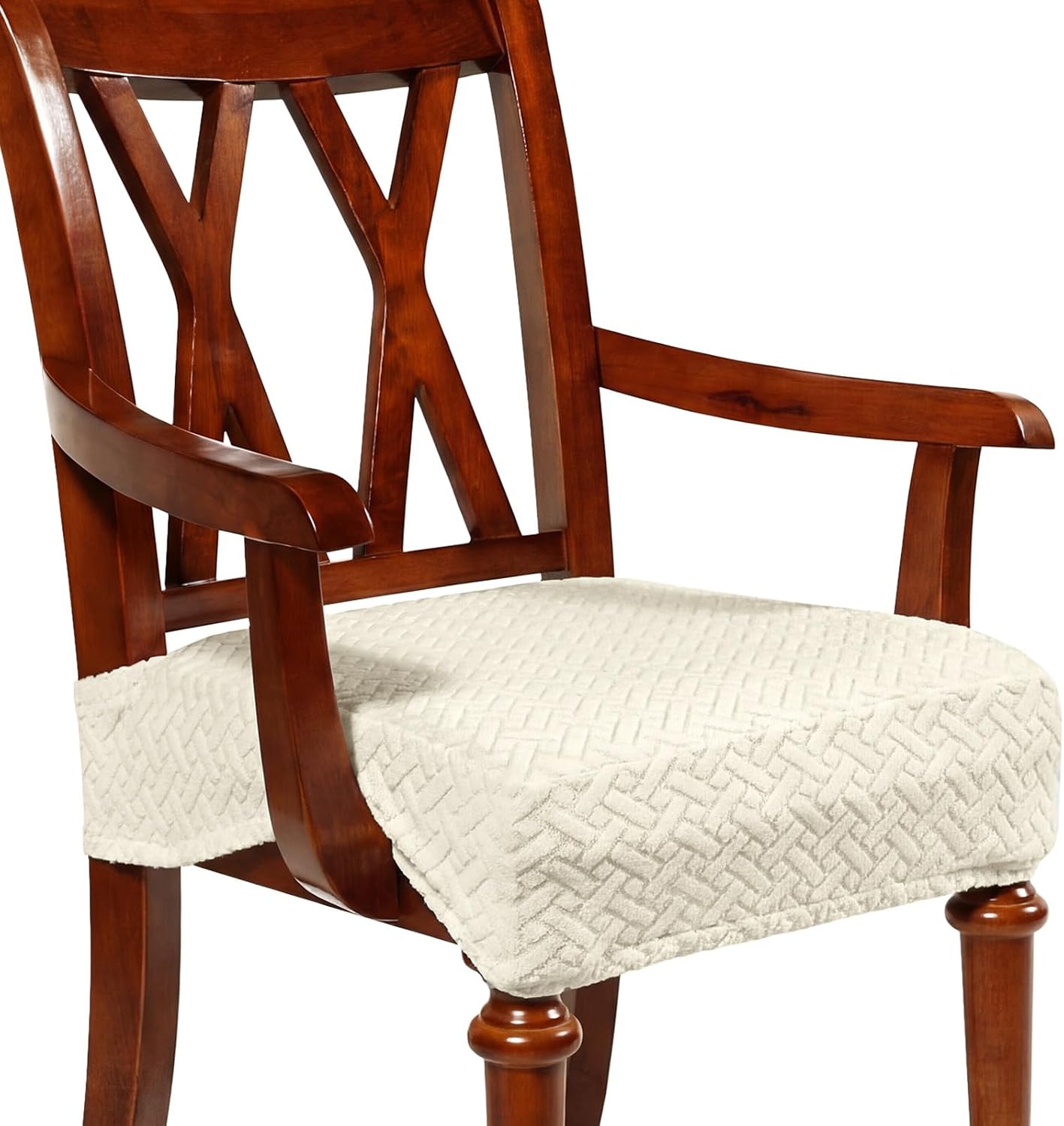 Havawish Large Jacquard Dining Room Chair Seat Covers with Armrest Dining Chair Slip Covers Protectors(Dark Gray)