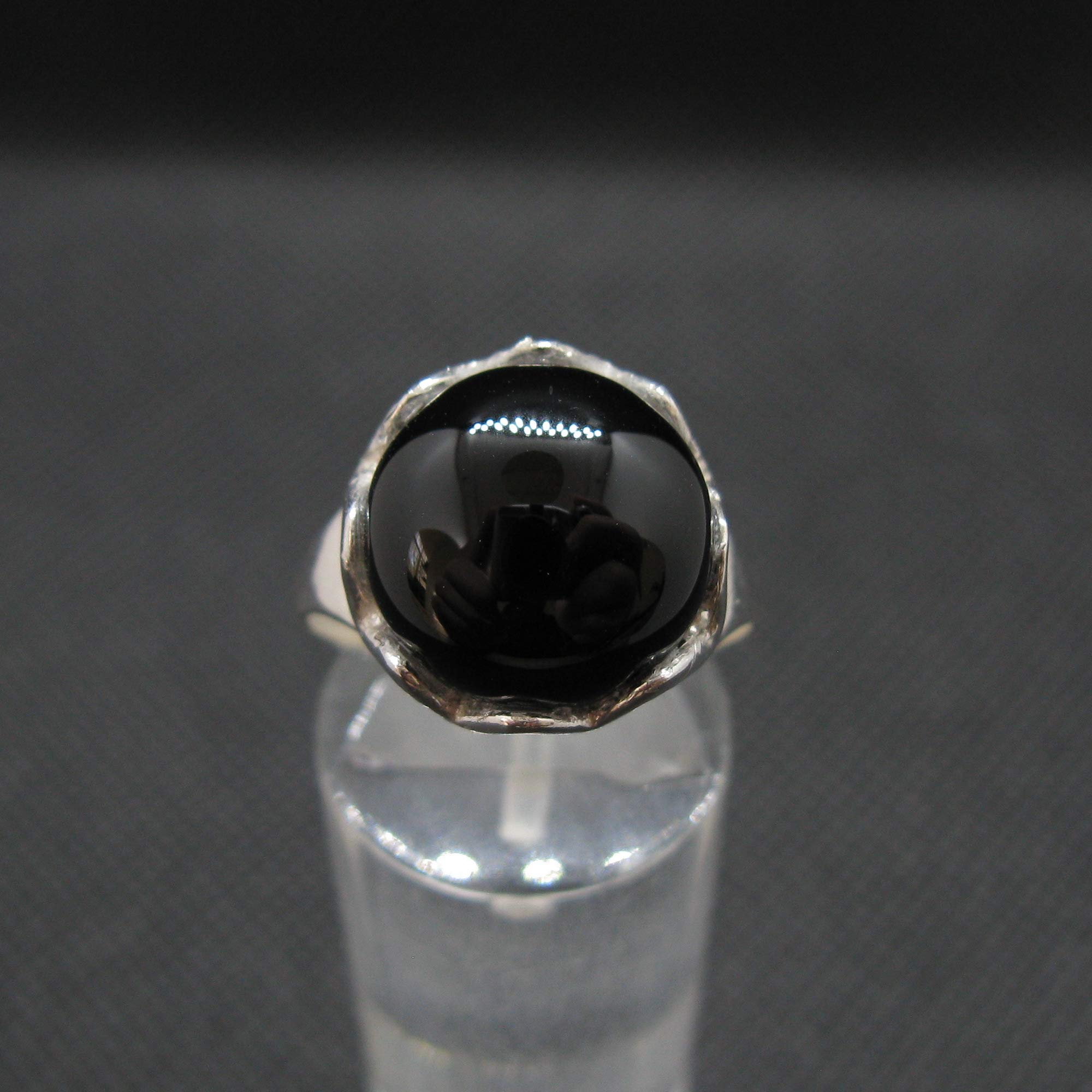 Anillo de Plata Esterlina Hecho a Mano Con Ónix Negro Genuino Sólido Estampado 925