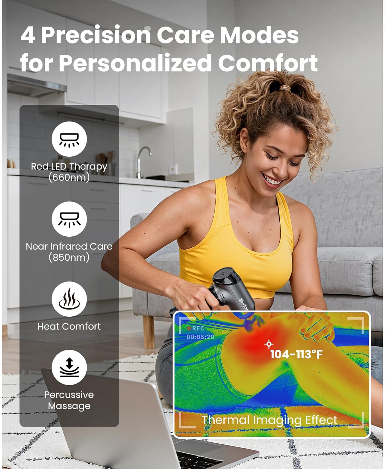 BOB AND BRAD T2 Ultra Massage Gun with Heat and Red LED Therapy, Heated Deep Tissue Massager for Athletes, FSA Professional Percussion Massager for Muscle Relief, Portable Massagers HSA Eligible