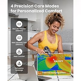 BOB AND BRAD T2 Ultra Massage Gun with Heat and Red LED Therapy, Heated Deep Tissue Massager for Athletes, FSA Professional Percussion Massager for Muscle Relief, Portable Massagers HSA Eligible