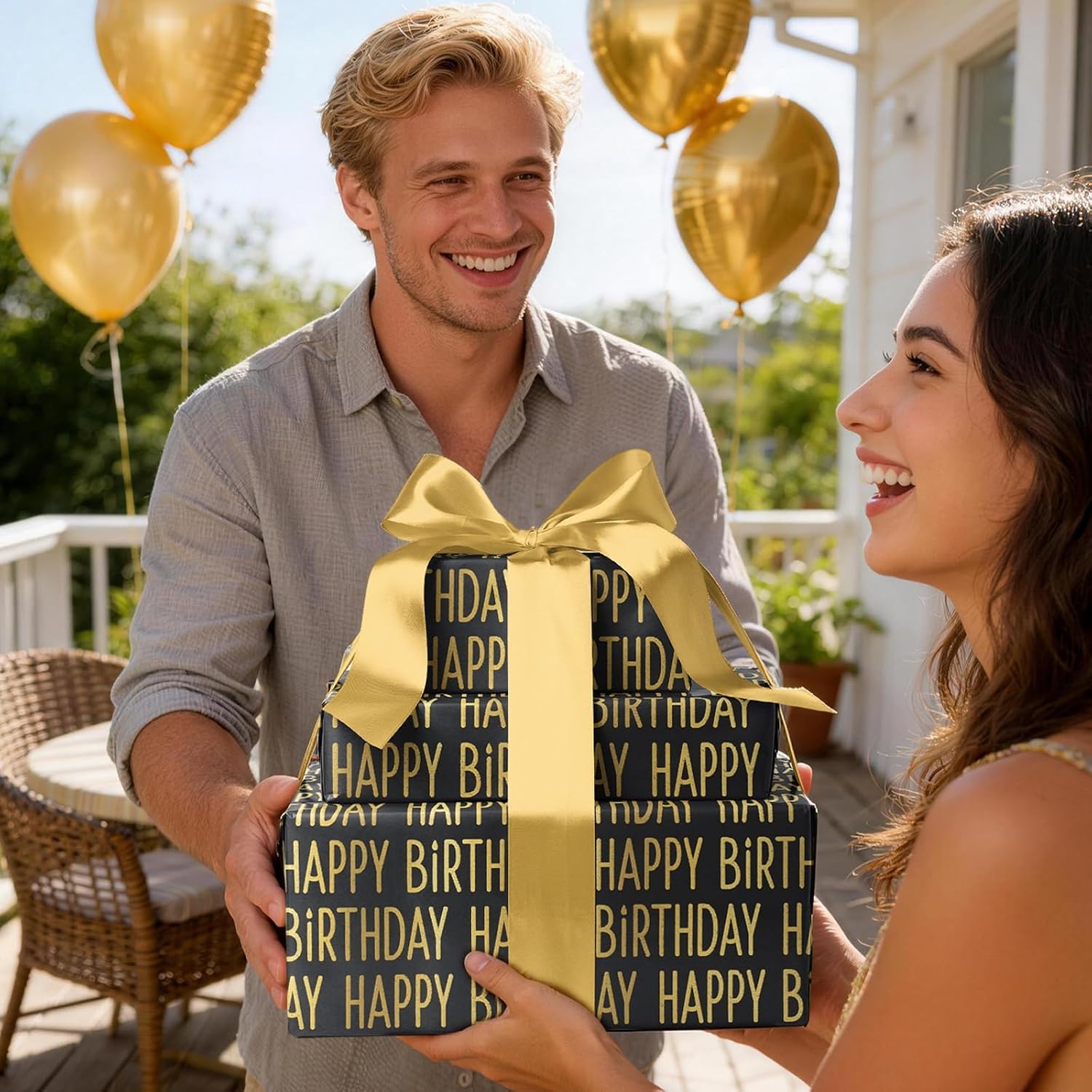 BIOBROWN Birthday Wrapping Paper Text Happy Birthday Design for Boys Men | 17 Inches X 16 Feet, Easy to Fold Without Tearing Easily
