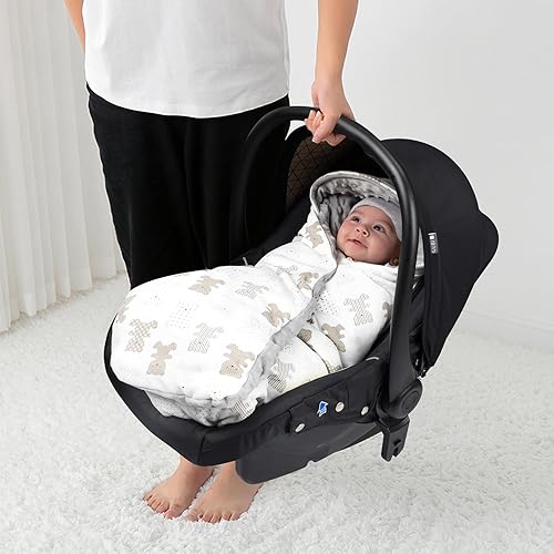 Miniatura 2 de Bebamour Fundas de asiento de coche de invierno para bebé, manta para asiento de automóvil, manta para recién nacido, abrigo cálido para bebé para