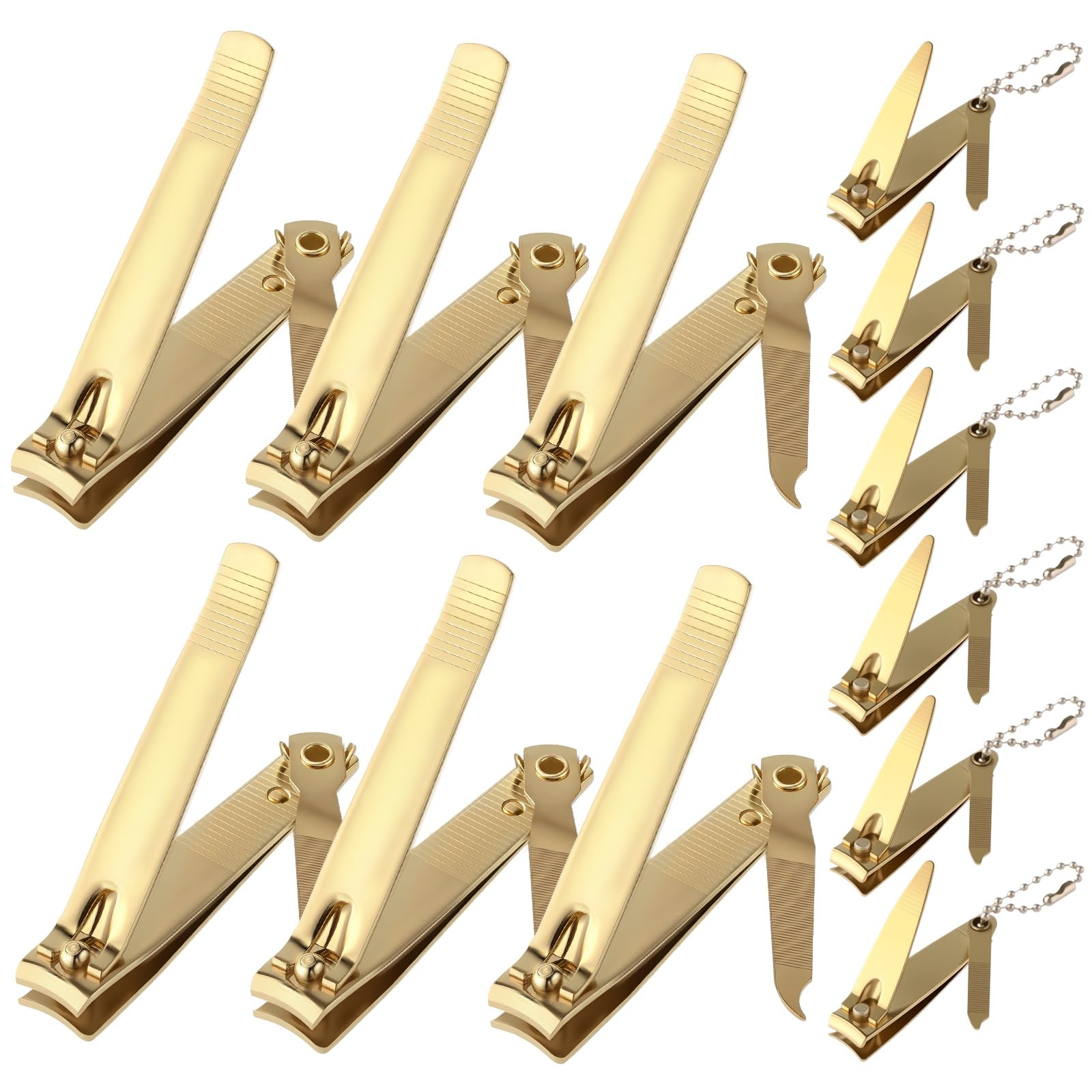12 Pieces Nail Clippers Stainless Steel Set, Gold