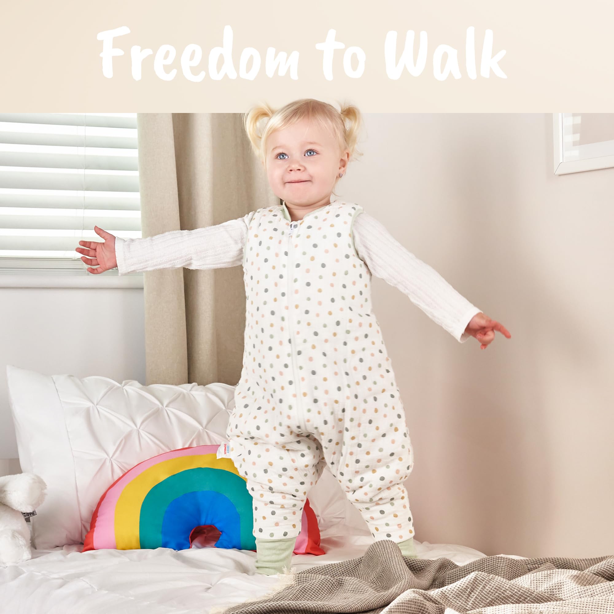 Juicy Bumbles Sacco Nanna con Piedini 2.5 Tog Imbottito in Garza di Cotone - Sacco Nanna Invernale 1-4 Anni - Sacco Nanna 2.5 Tog con Gambe Sacco Nanna Autunno Inverno