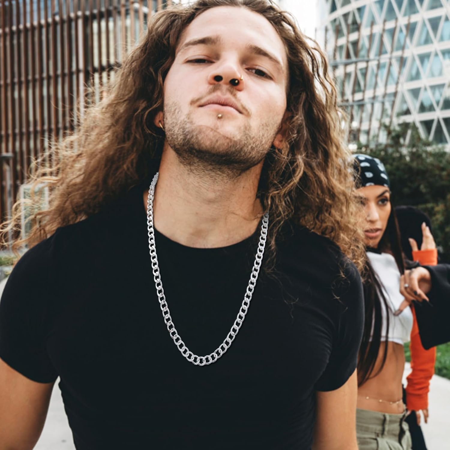 4 Pack 18/20/22/24inch Different Size Fake Gold Chain Hip Hop Rapper Faux Gold Stainless Steel Chunky Chain for 80's, 90's Party W: 8mm for Women Men - Image 6