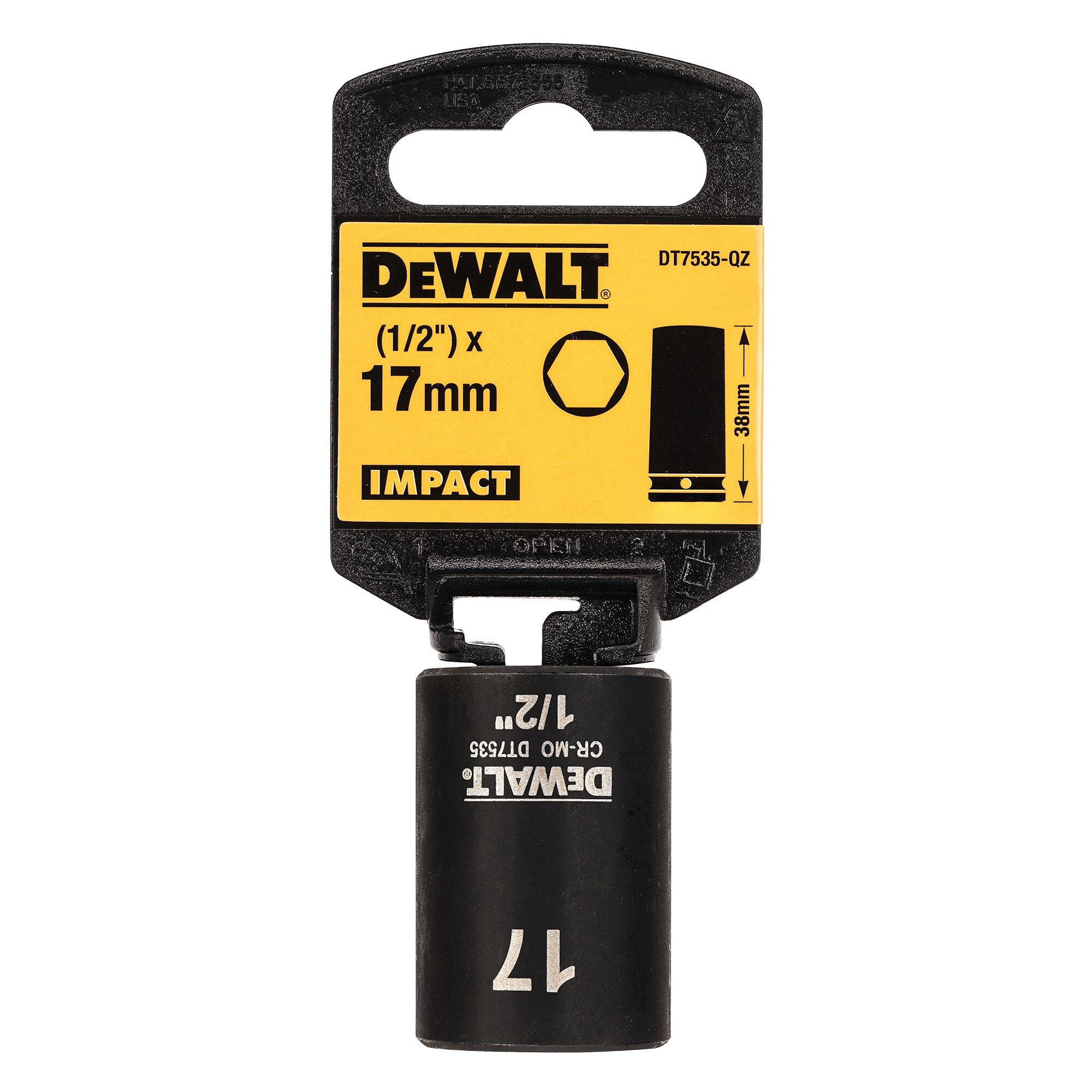 DeWalt Steckschlüssel Extreme Impact 1/2 Zoll – 17 Mm, 38 Mm Länge, Bis 300 Nm Schlagfest
