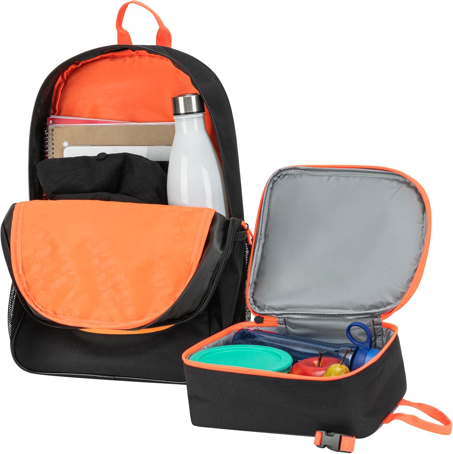 PUMA Unisex Kid's Colony Lunch Kit & Backpack Combo, Heather Grey/Heat Fire, Medium - Image 4