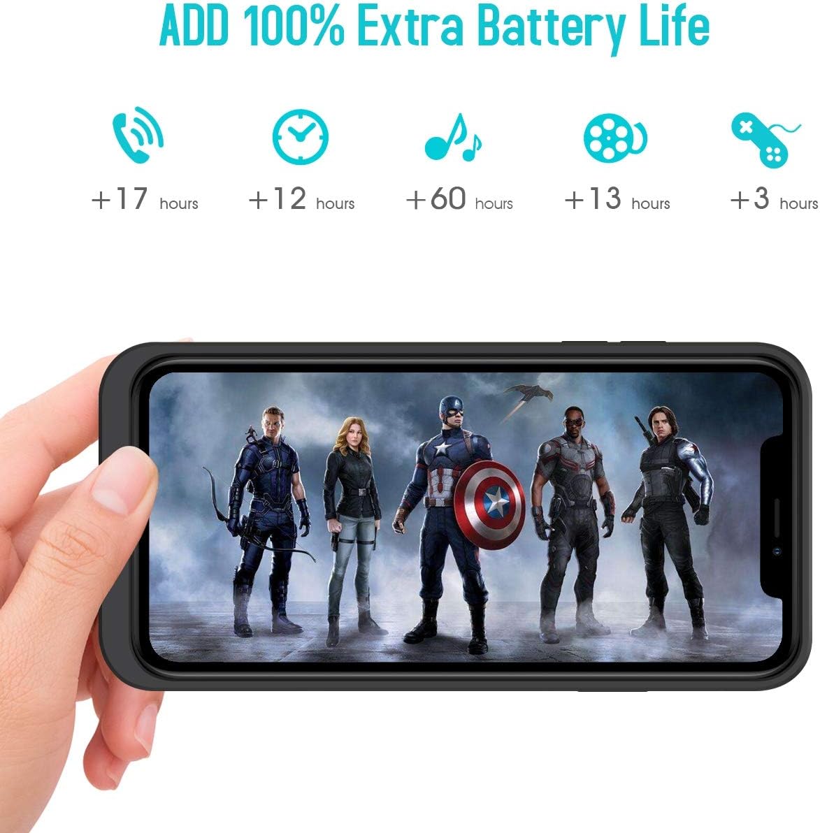 Battery Case for iPhone 11, Newest [6200mAh] Protective Portable Charging Case Rechargeable Extended Battery Pack for Apple iPhone 11(6.1inch) Backup Power Bank Cover - Black