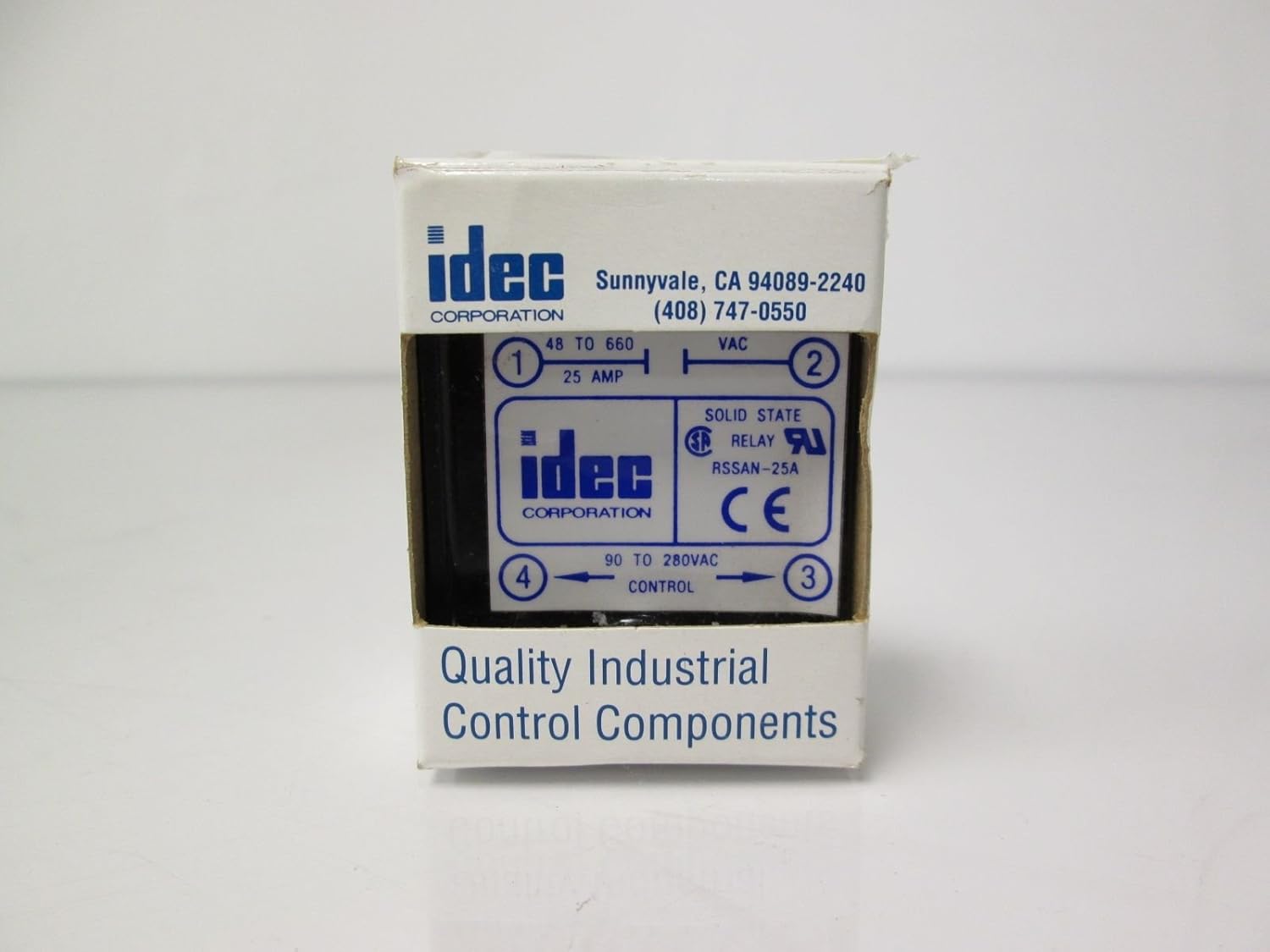 IDEC RSSAN-25A 20 MA, 25 AMP Rating, 4000V Dielectric Strength, 660 VAC Rating, 75 AMP Surge, 90-280 VAC, Normally Open, Relay, RSS Series, SPST, Zero-Switching