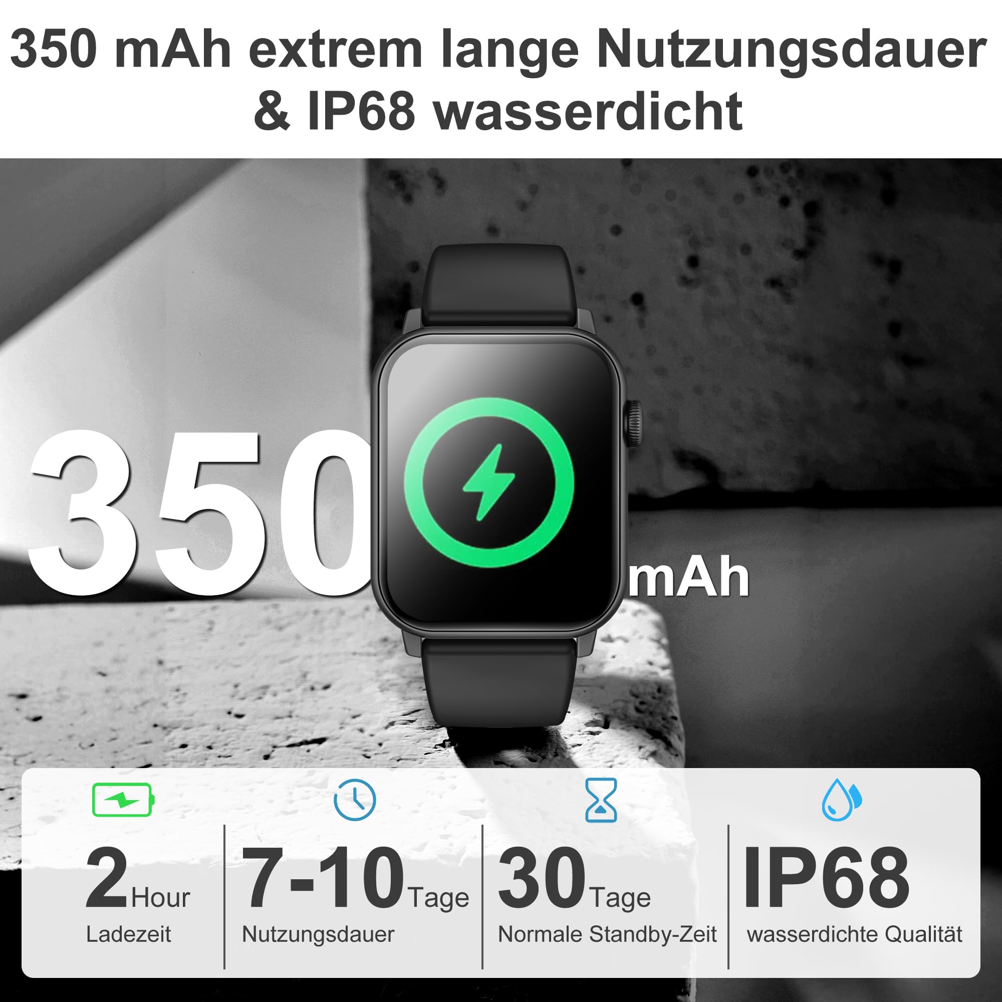 2026 Montre connectée pour homme et femme avec fonction téléphone, montre de fitness HD de 4,7 cm avec plus de 100 modes sportifs, suivi de la fréquence cardiaque/SpO2/podomètre et moniteur de sommeil