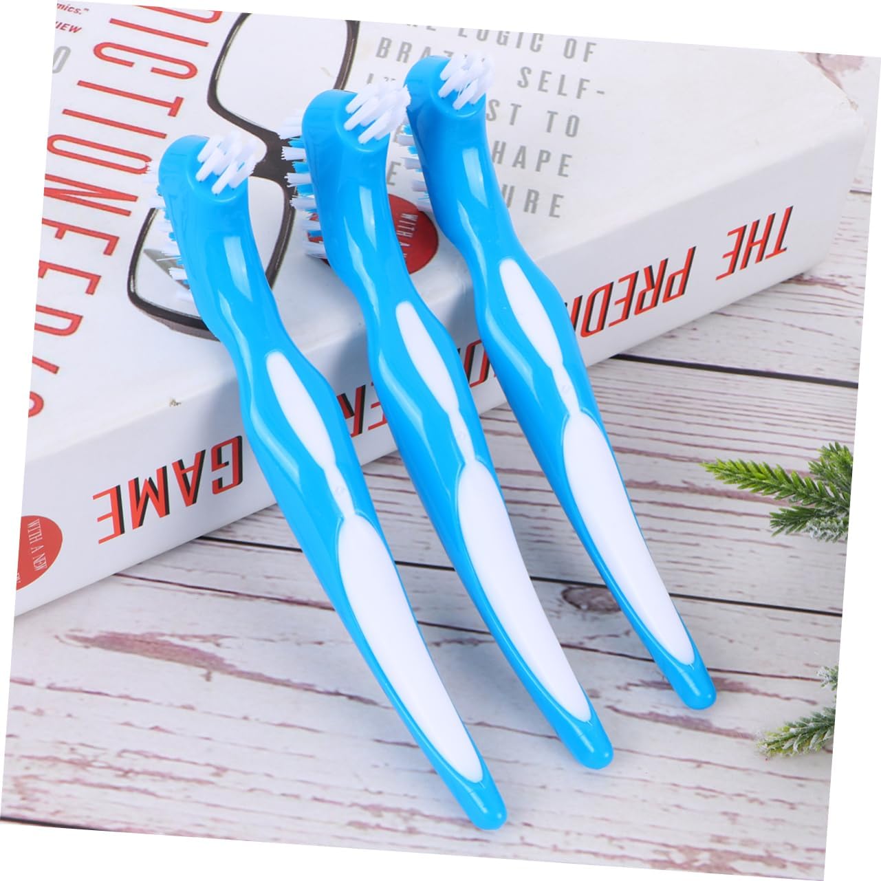3pcs Denture Toothbrush Double Sided Brush Head Denture Care Brush for False Teeth Bristle