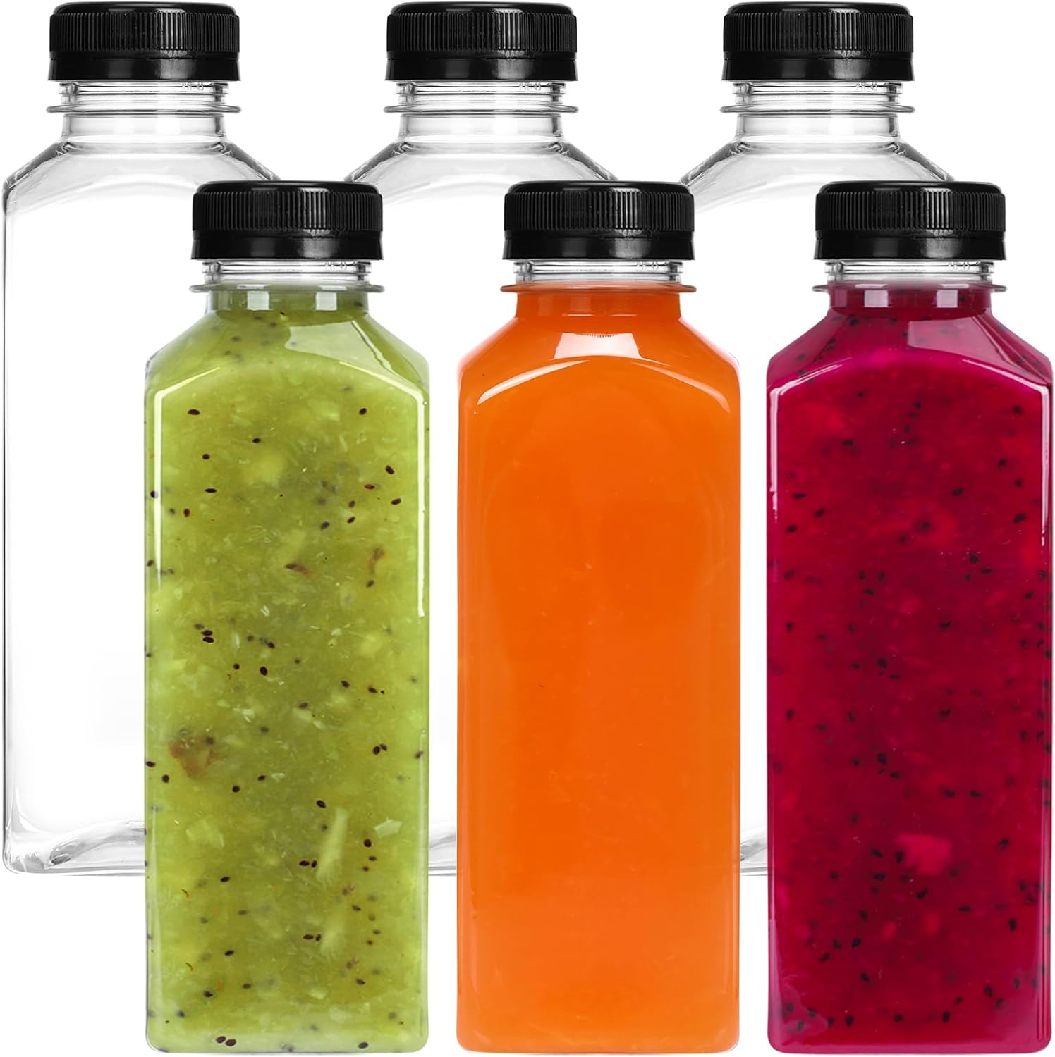 Moretoes 12pcs 2oz Juice Bottles For Juicing, Mini Bottles, Juice Containers With Lids, Reable Clear Bottles For Liquids, Empty Containers With Lids For Oil, Juice And Other Beverages, White Caps