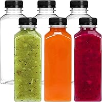 Moretoes 6-Pack 16oz Clear Plastic Juice Bottles with Leak-Proof Caps - Reusable for Smoothies, Juicing, Milk & Beverages