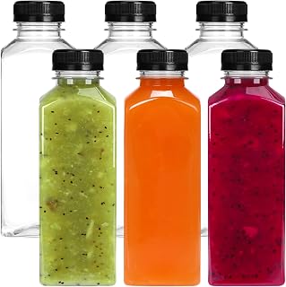 Moretoes 6-Pack 16oz Clear Plastic Juice Bottles with Leak-Proof Caps - Reusable for Smoothies, Juicing, Milk & Beverages
