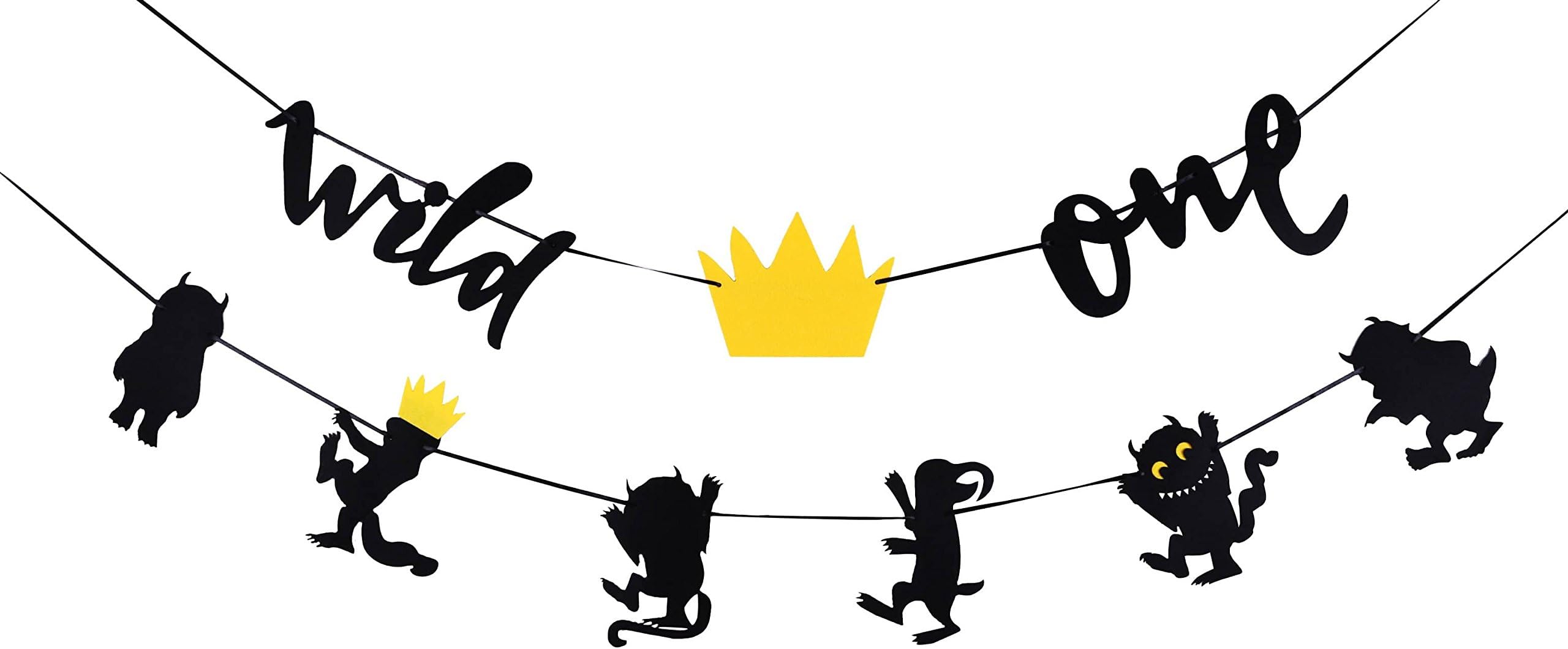 UPMSX WCOSAM Where The Wild Thing are Inspired Party Banner Wild One Black Birthday Party Decorations First Birthday Party Photo Prop