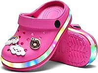 Vista 5 de XPKWS - Zuecos de jardín con luces LED, antideslizantes, ligeros, para niños y niñas