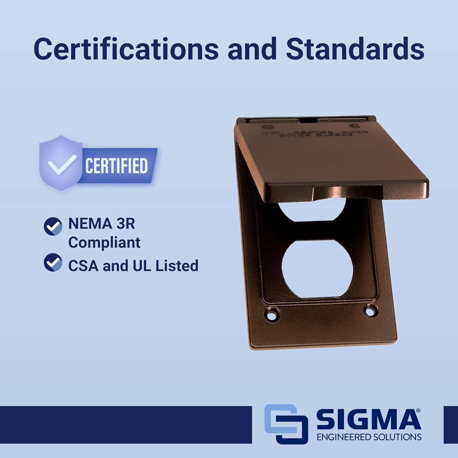 Sigma Engineered Solutions 14246BR 1-Gang Vertical Duplex Weatherproof Cover, Bronze