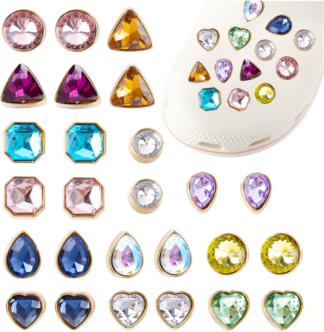 GWAWG Shoe Decoration Charms Bling Crystal Diamond Shoes Charms for Women Pearl Jewelry Charms Wristband Accessories Party Favors Mother's Day Gift Teen Girls Women Party of Birthday Gifts
