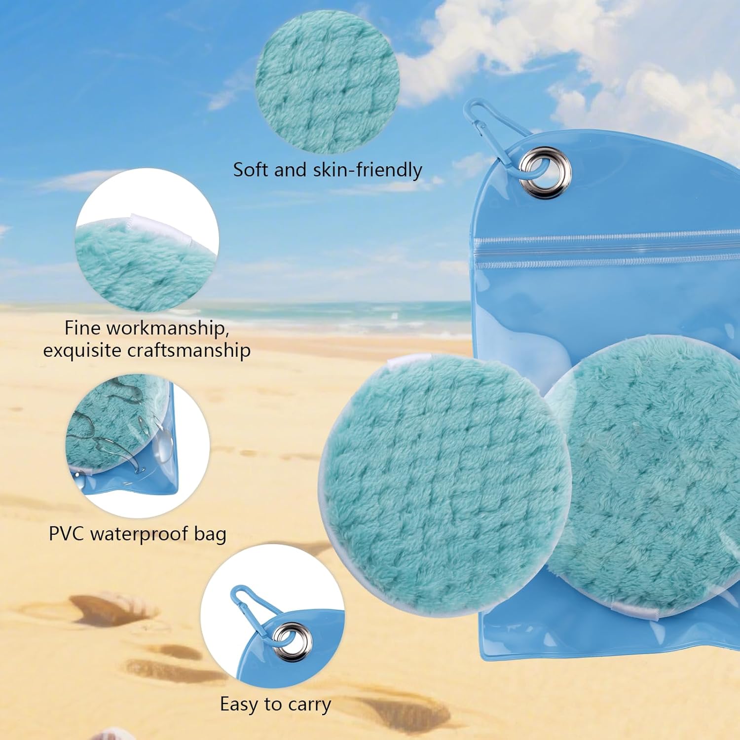 BOXOB Beach Sand Remover, Gentle on Skin Instant Sand Remover Bag Beach Vacation Essentials for Women Vacation Travel and Cruise Accessories (Sky Blue)