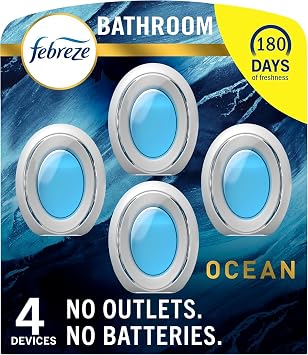 Small Spaces, Plug in Air Freshener Alternative for home, Odor Fighter Air Freshener Febreze, Ocean Scent, 25 fl. oz, Pack of 4