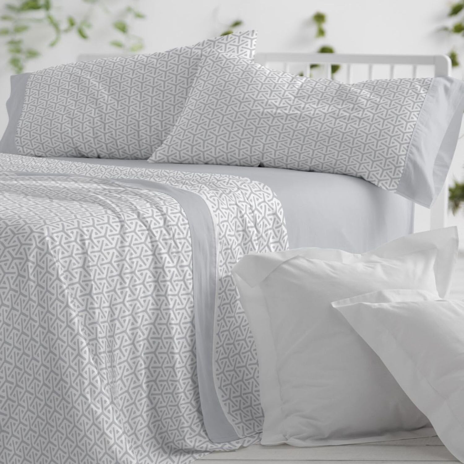 Burrito Blanco | Juego de sábanas Algodón | Cama de 135cm. (+Medidas Disponibles) | Diseño 638 | Color Gris (135x190/200cm.)