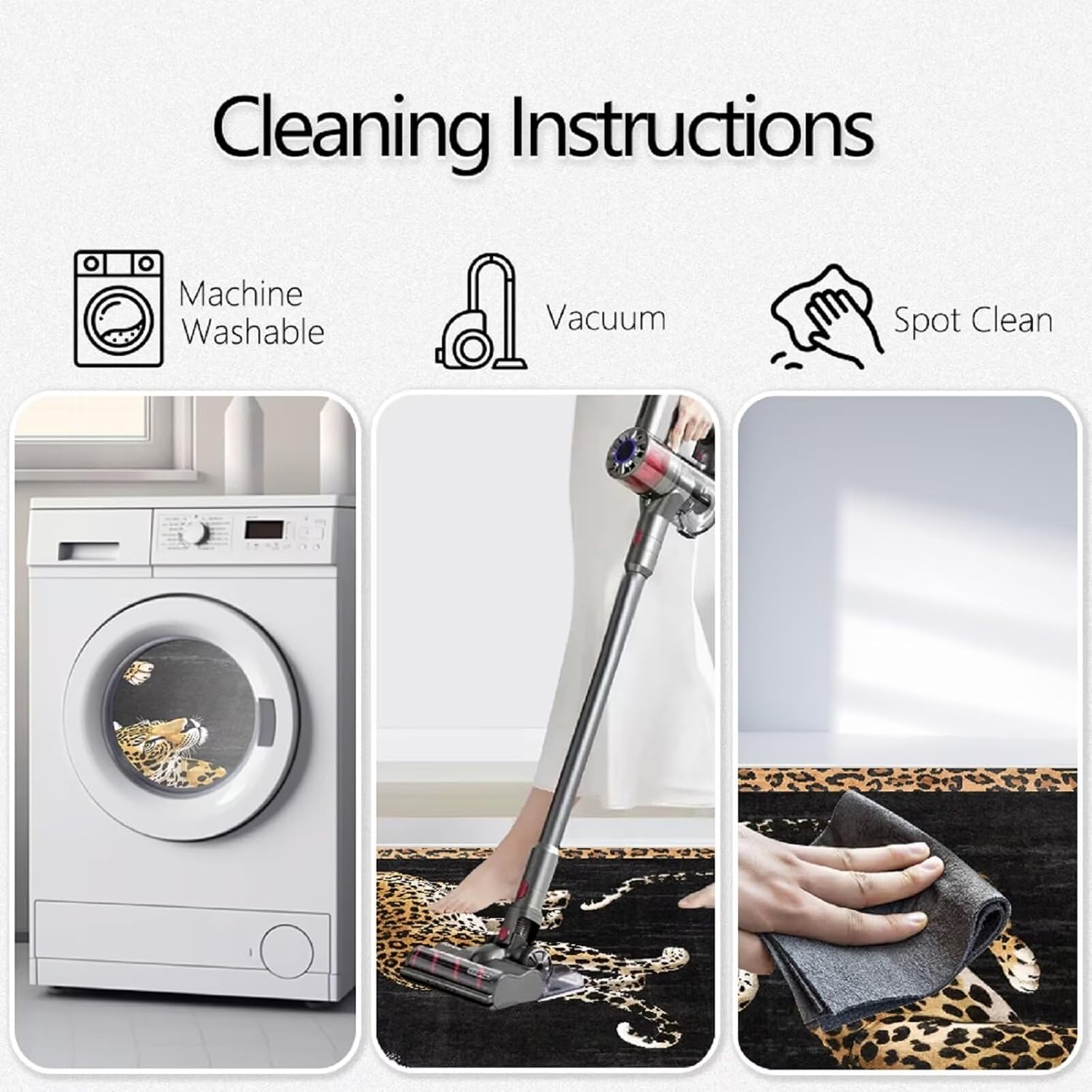 Large Luxury 5×7 ft Black Cheetah Area Rug for Living Dining Room Bedroom Washable Leopard Throw Rugs Indoor Home Decor Cheetah Carpet