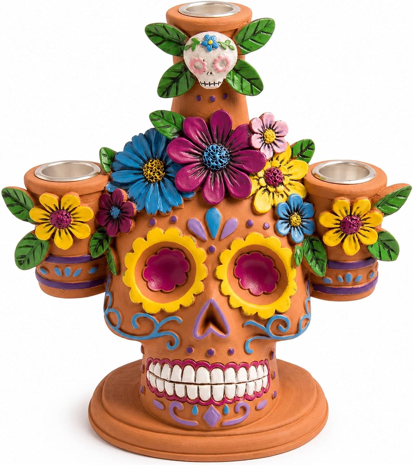 Day of The Dead Taper Candle Holder, Ofrenda Decorations for Altar