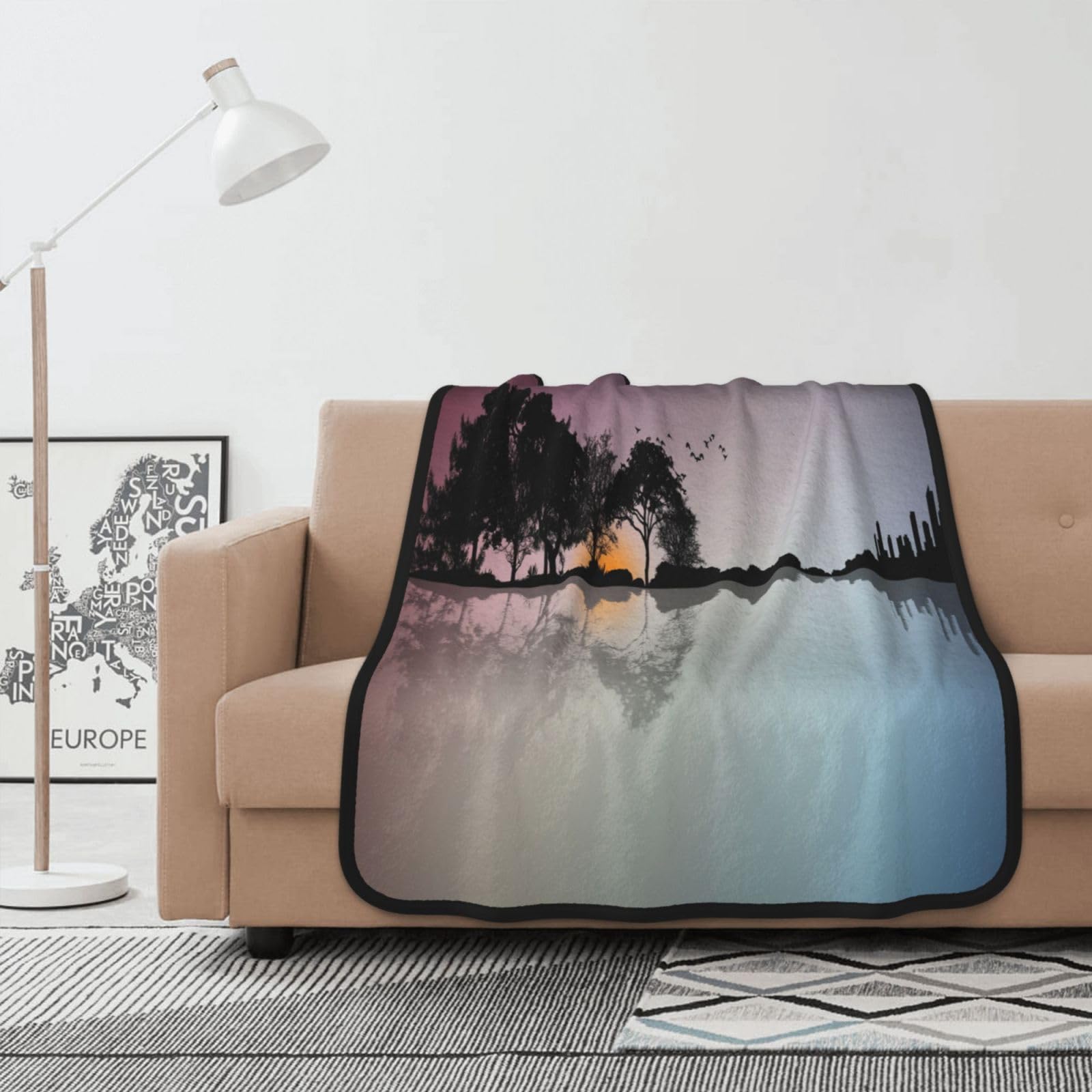 ASEELO 127x102cm Blanket Reflection Guitar Fleece Blanket Sofa Throw for Bed and Couch Travel