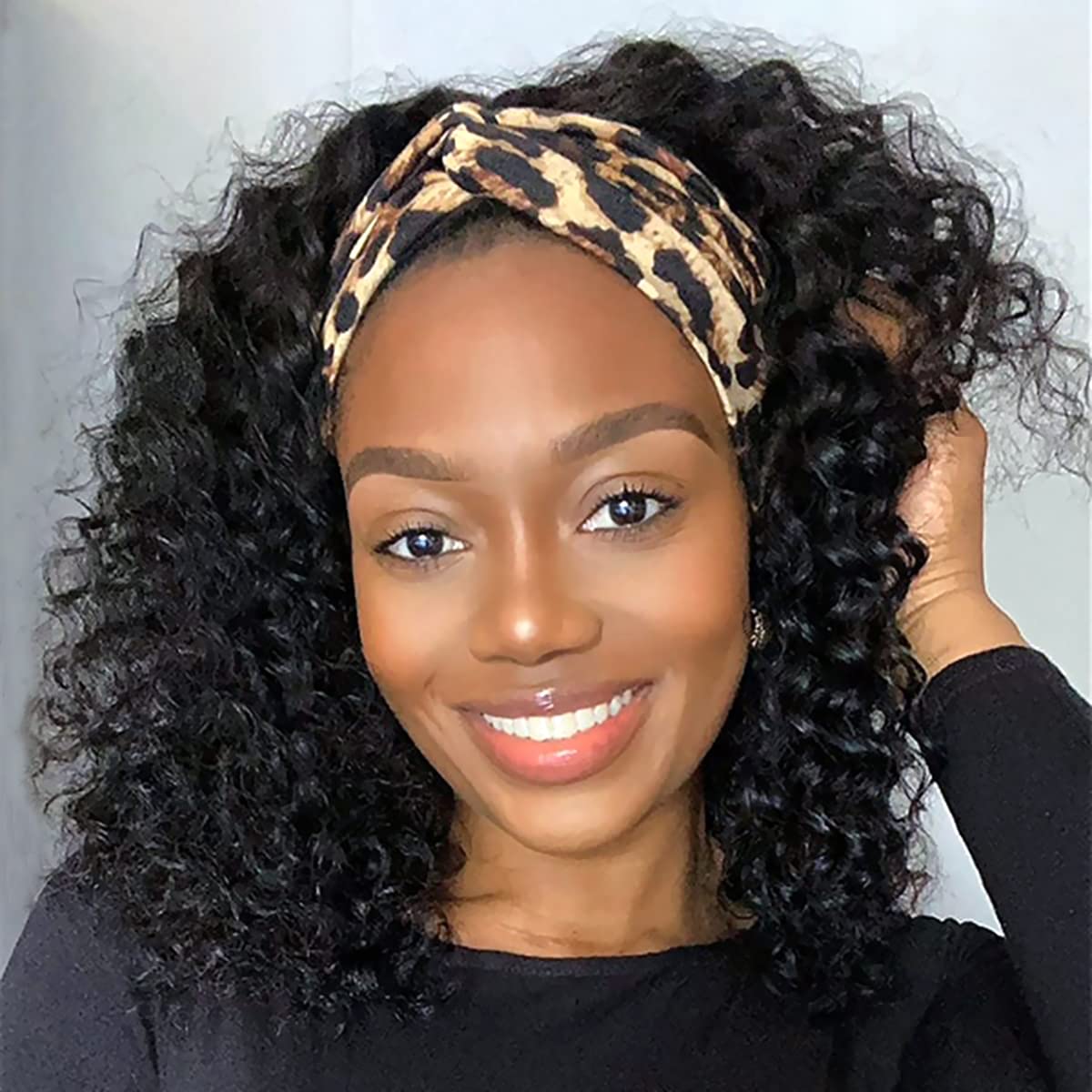 Headband Wig Human Hair Deep Wave Headband Wigs Deep Curly