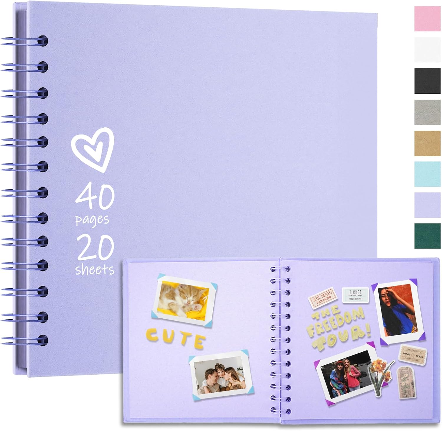 Vienrose 20.5 x 20.5 cm Scrapbook 40 Pages Photo Album, Hard Cover