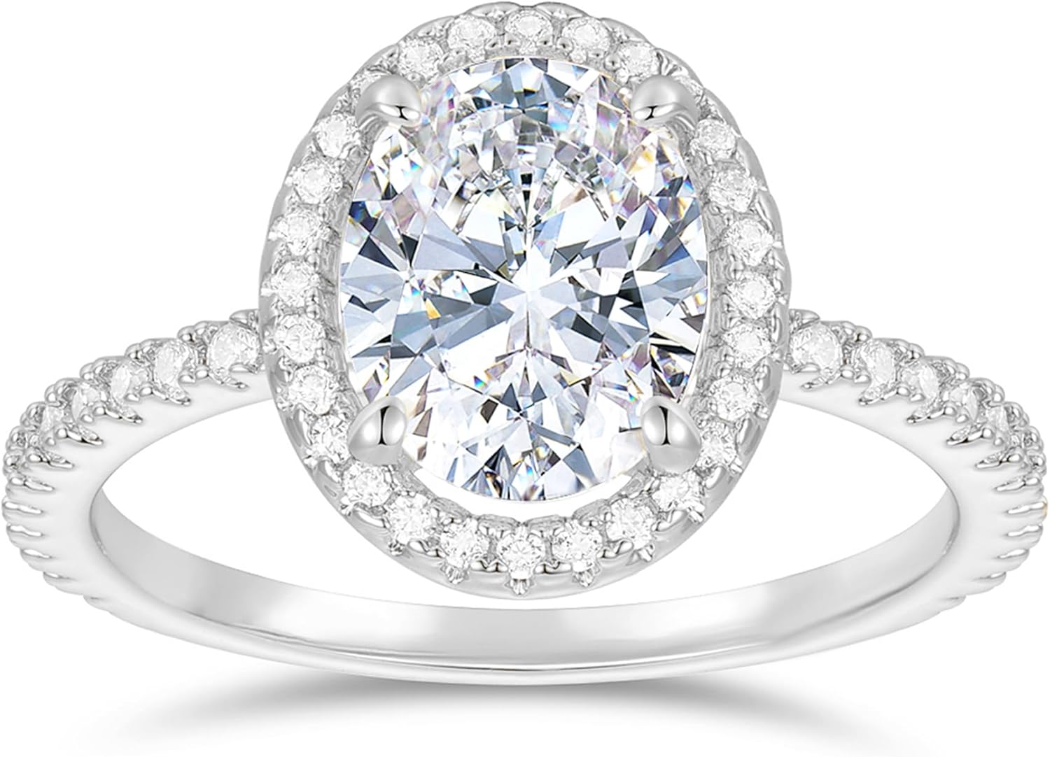 14K Gold 2CT Oval Cut Moissanite Engagement Rings 14K White Gold 2 Carat Oval Cut Engagement Ring 14K Halo Oval Moissanite Rings for Women