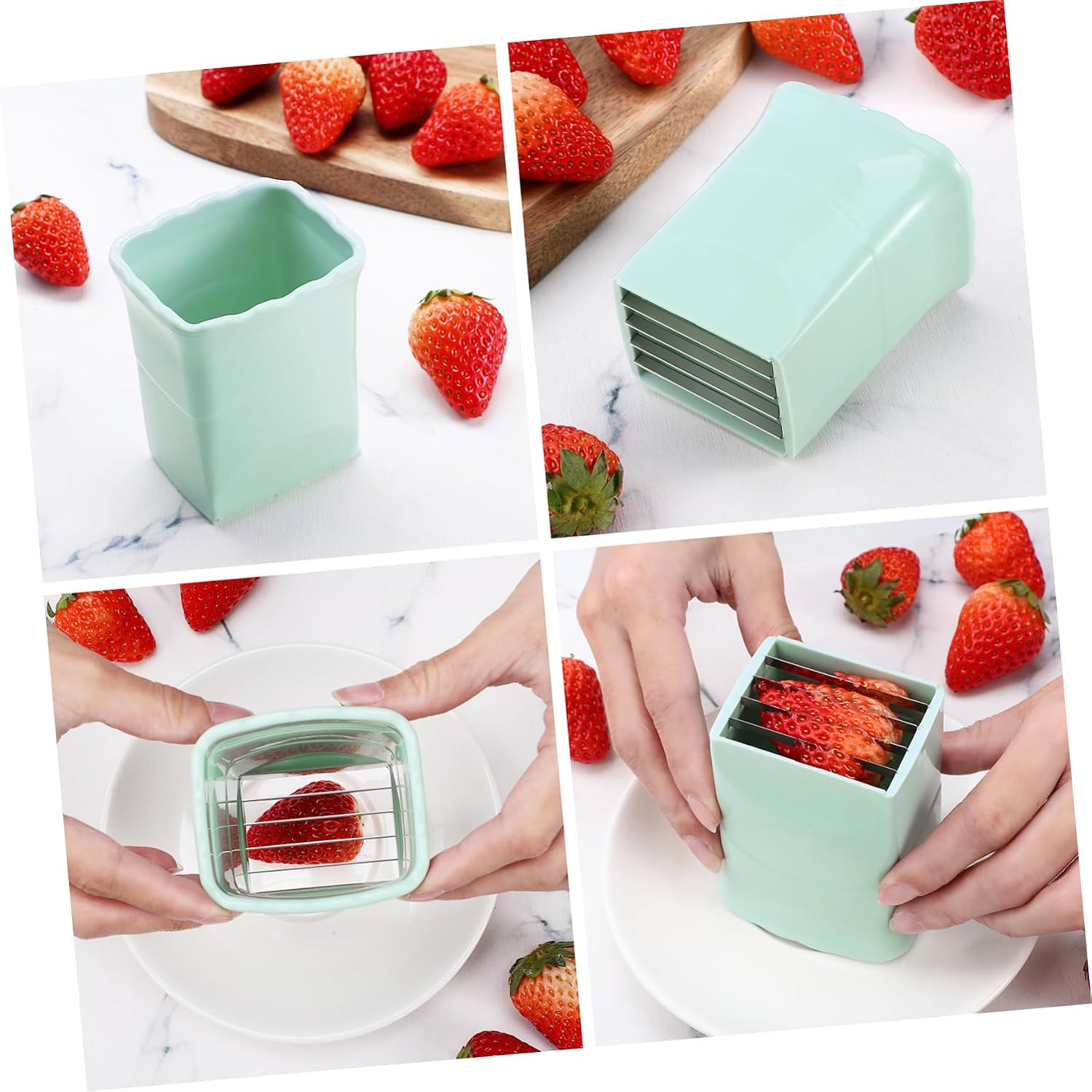 Hand Press Fruits Slicer Stainless Steel ABS for Strawberry