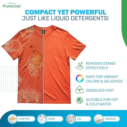Miniatura 3 de Purecise Sábanas de detergente para ropa de viaje, sin perfume, ligeras y sin ensuciar, 30 cargas en total (15 hojas), artículos de tocador de viaje
