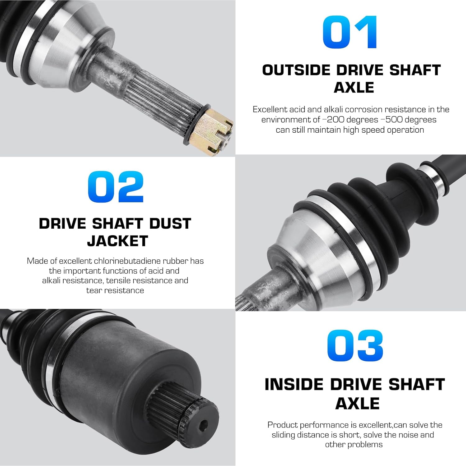 Rear Left/Right CV Axle for Polaris Sportsman 570 SP/EPS/Touring/X2/Big Boss/Premium/Trail, for Sportsman 450 2017 2018 2019 2020 2021 2022, Replace for 1333275 1333677 1334438, 2 Rear Axles