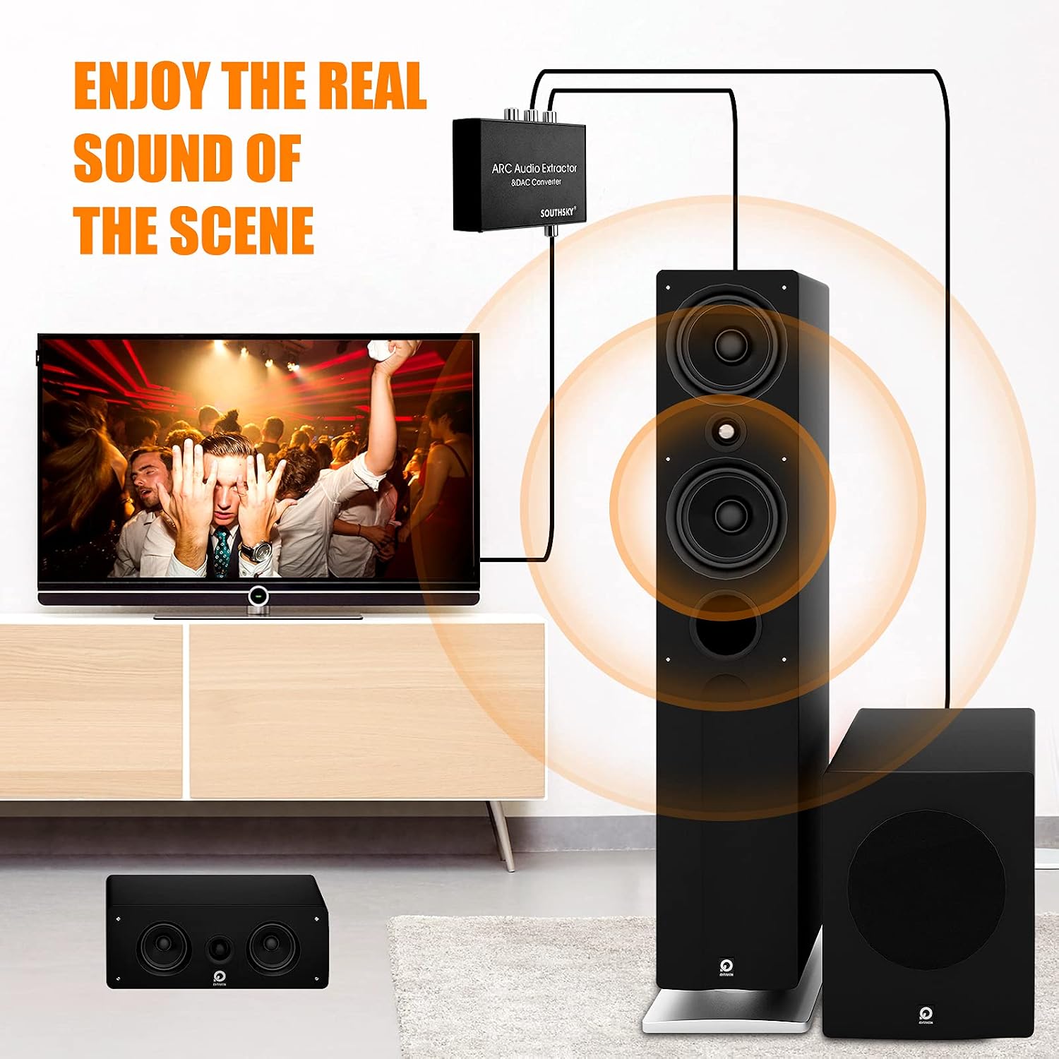SOUTHSKY 192KHz DAC Converter,HDMI ARC Audio Extractor to SPDIF Coaxial 3.5mm L/R Soundbar,Digital to Analog L/R RCA Adapter,CEC Volume Control