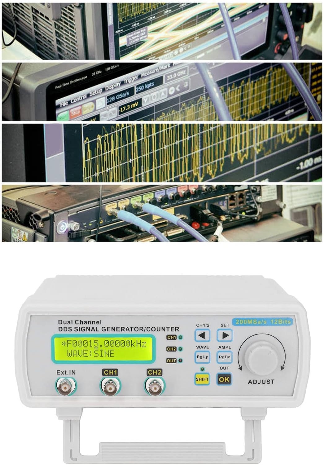 Signal Generator Frequency Counter DC5V DDS Dual Channel Function Counter for Lab Testing Material