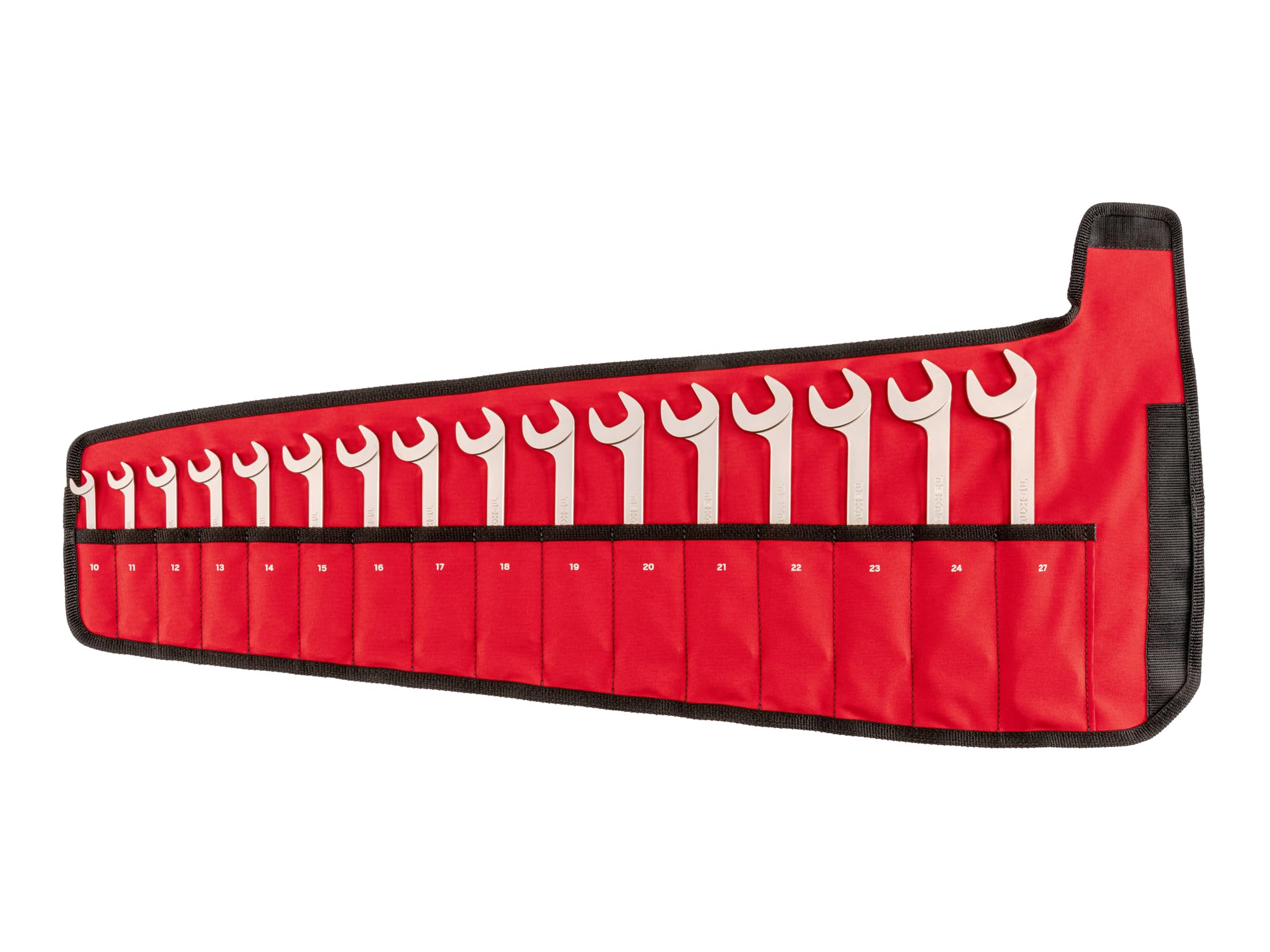 TEKTON Angle Head Open End Wrench Set with Pouch, 16-Piece (10-27 mm) | WAE92402 | Made in USA