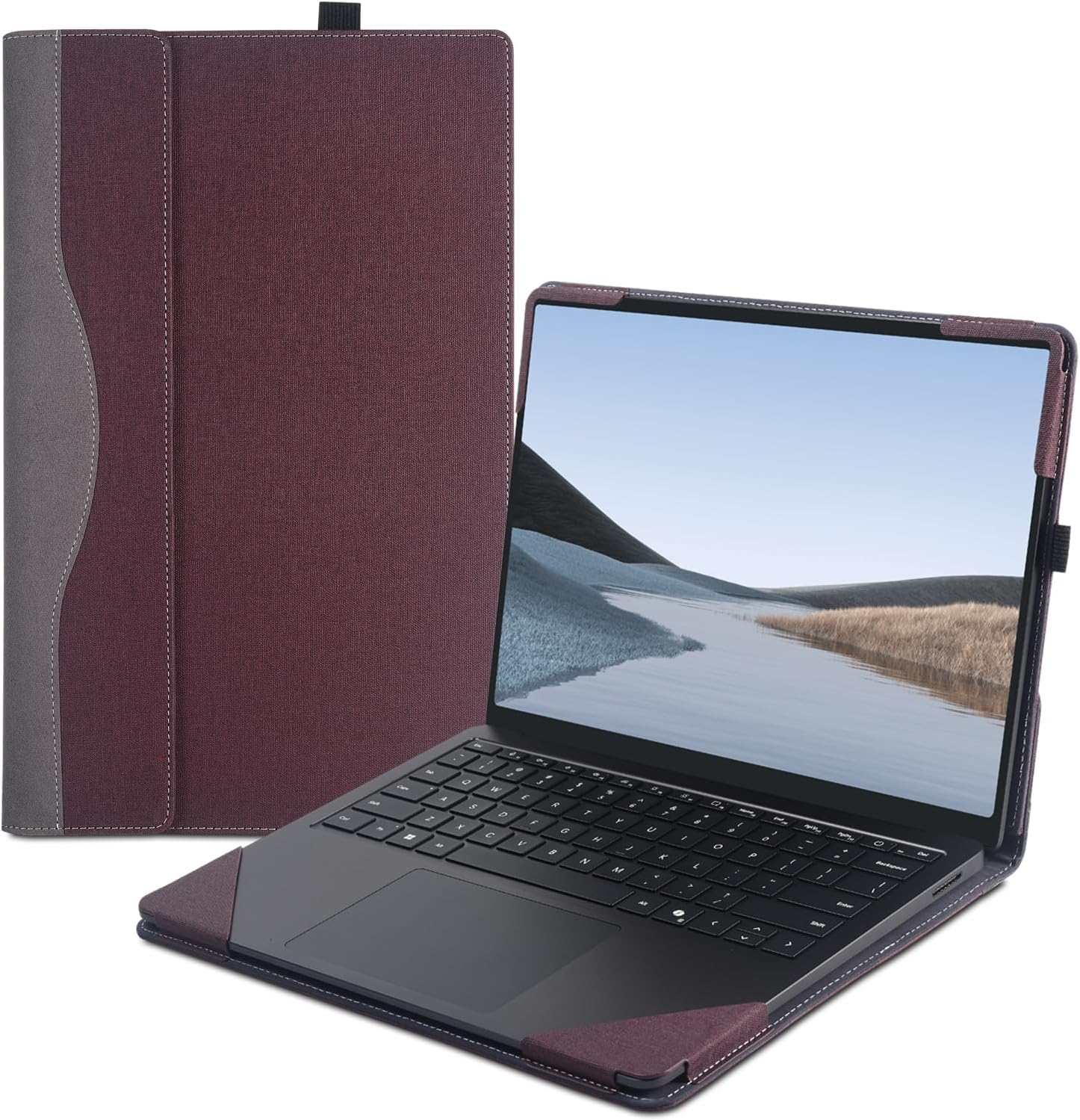 Laptop Case Cover Only for 2024 Microsoft Surface Laptop 7 15 inch (Model 2037 2108) Detachable Notebook Sleeve Computer Protective Bag Heat Dissipation Hole (Wine red, 15)