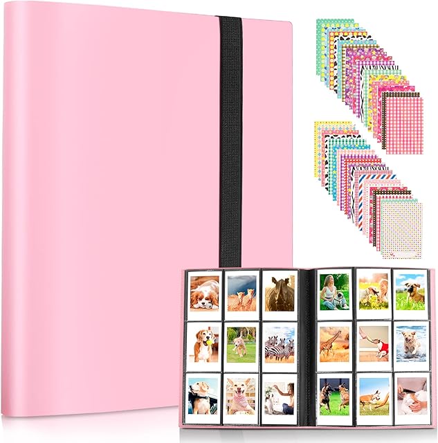 432 Pockets Mini Photo Album for Fujifilm Instax Mini 7s 7+ 8 8+ 9 11 12 25 26 50s 70 90 Film Instant Camera & Name Card (Pink)