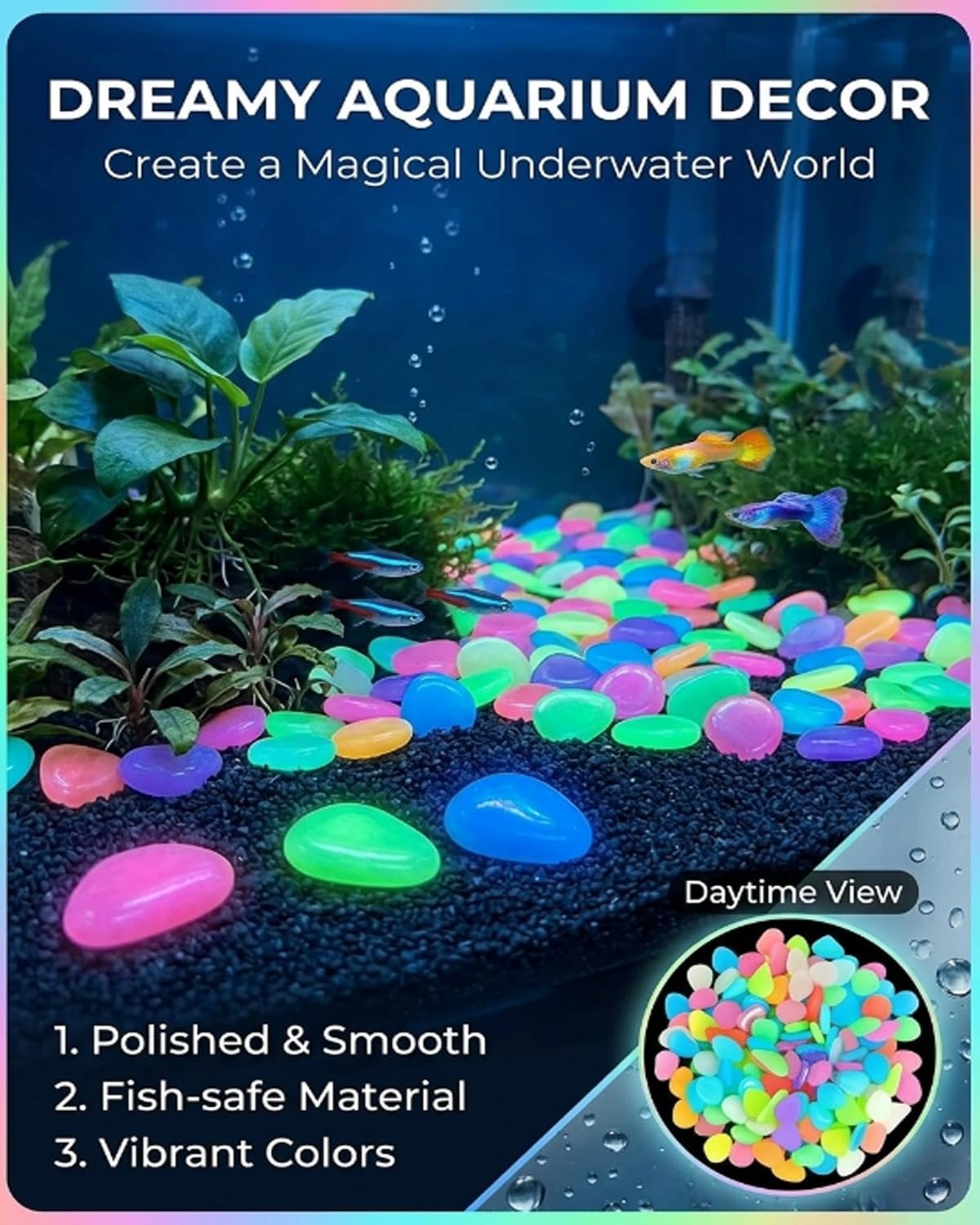 Colorful Glow in the Dark Garden Stones Outdoor Night Fruity Solar Guide Pebbles Magical Luminous Protein Powder Rocks Landscaping Gravel Fish Tank Aquarium Stepping Yard Decor(Orange,600pcs)