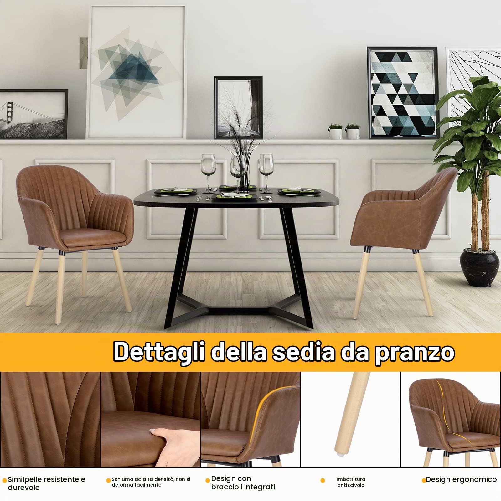WOLTU Sedia da Pranzo, Poltroncina Poltrona