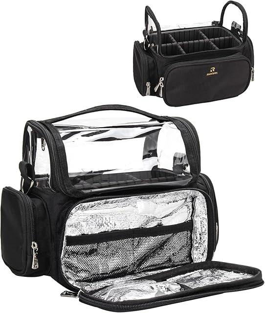 Relavel Makeup Brush Bag, Stand Up Makeup Brush Holder, Travel Makeup Bag, Professional Makeup Storage Cup, Waterproof Cosmetic Organizer Bag with Adjustable Strap and Dividers
